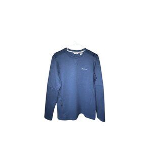 Eddie Bauer Tech Crew Navy Blue Men's Small Long Sleeve Pullover, Zip Pocket